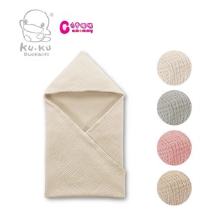 酷咕鴨KUKU PLUS 雲朵皺布六層紗布連帽浴巾｜蓋毯｜哺乳巾｜抱巾｜包巾【六甲媽咪】