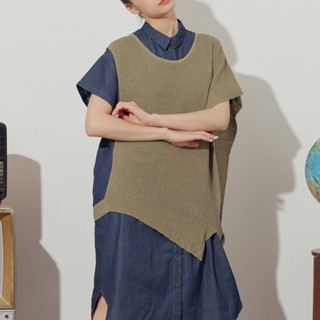 【MOSS CLUB】不對稱設計綁帶針織背心 綠 杏 駝 (魅力商品)