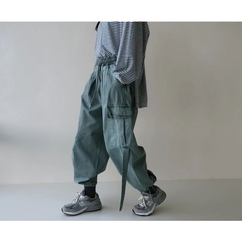 ★ 現貨 ★ 韓國代購 high five 工裝 重工 多口袋設計 抽繩  寬褲 正韓服飾