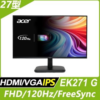 <福利品>ACER EK271 G 護眼抗閃螢幕 (27型/FHD/120Hz/IPS) 9805.271G0.301
