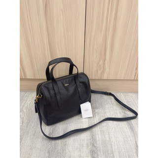 Fossil Sydney 黑色輕量真皮波士頓包