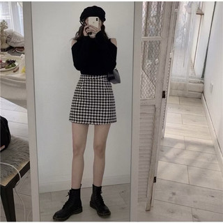 houndstooth mini skirt