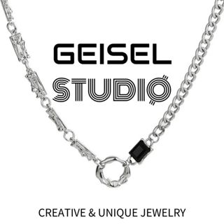 【GEISEL】韓系古巴黑鑽不鏽鋼項鍊 潮男款鈦鋼項鍊 個性嘻哈項鍊 新款不規則項鍊 項鍊男 男生項鍊(B-046)