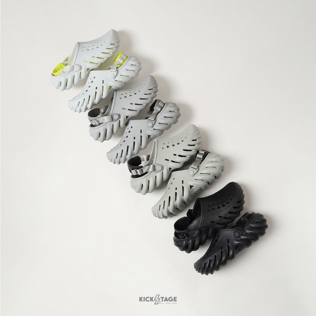 CROCS ECHO CLOG 波波克駱格 黑色 灰色 大氣灰 月光灰 舒適 洞洞鞋 涼鞋 男女鞋【207937】