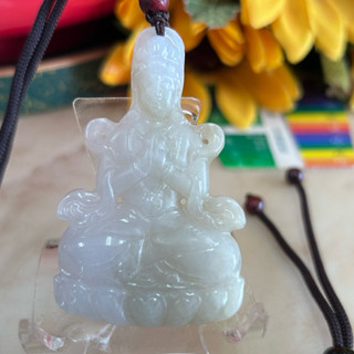 （附證書）天然翡翠A貨，度母 綠度母 觀世音菩薩，緬甸玉墜項鍊墜，觀音，觀音菩薩，冰油青種帶黃翡