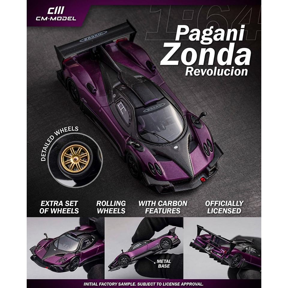 (林口現貨) CM Model 1/64 Pagani Zonda Revolucion 風神 含額外快拆輪組 (可嚕)