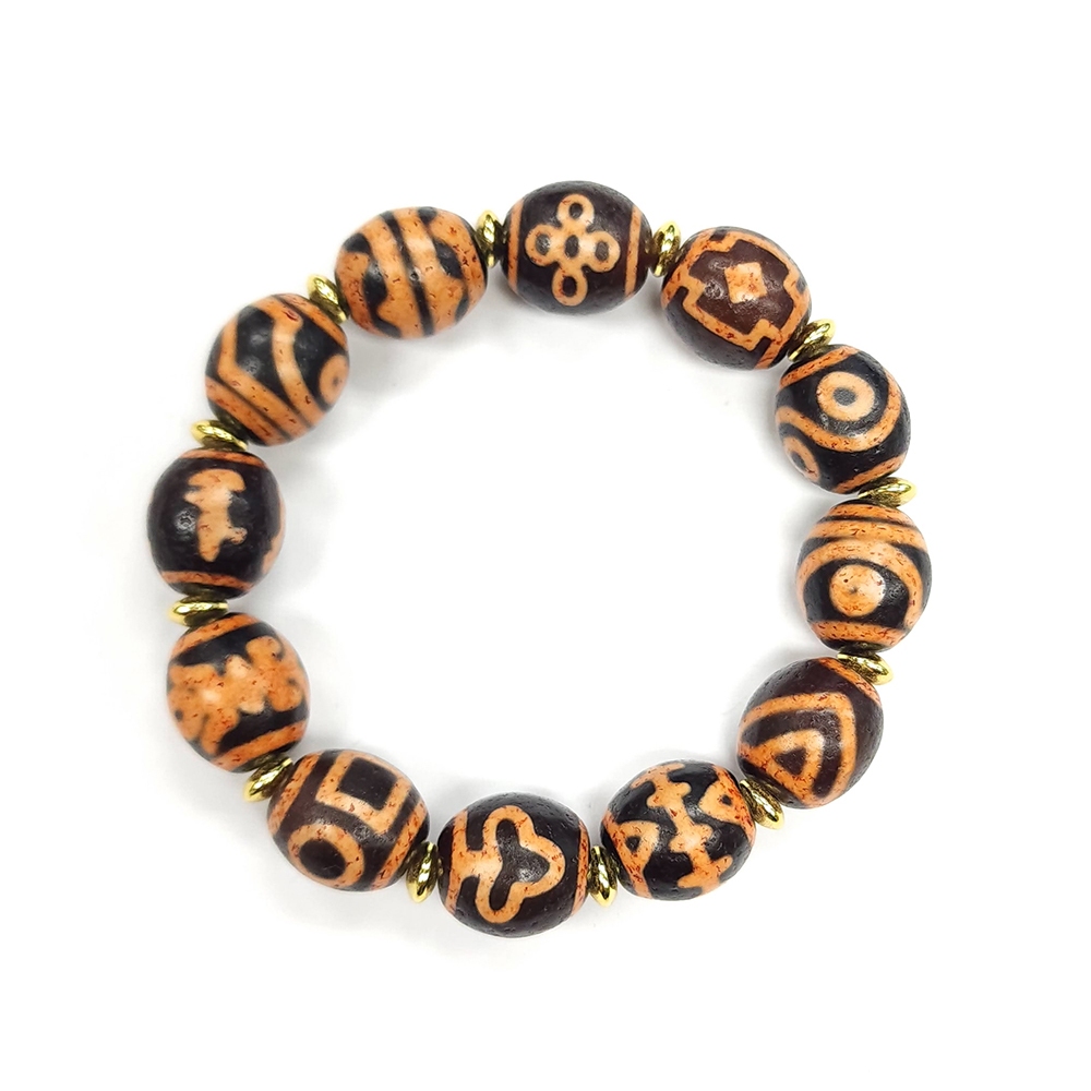 古代天珠　財神天珠　瑪瑙 财神天珠（红）-19mm 慈悲音