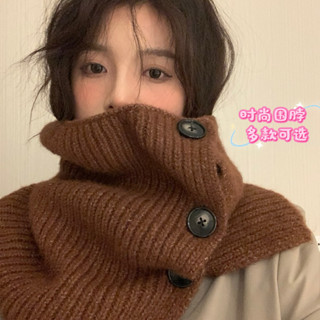 韓國ins複古保暖圍脖 冬季新款圍脖 百搭休閒脖套 防寒保暖針織圍巾 圍脖