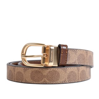 COACH 女款 緹花LOGO雙面用皮帶-棕褐/焦糖色 【美國正品現貨】