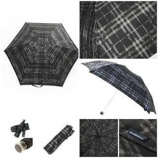 二手近全新96成新 Burberry 稀少花柄經典格子紋 折疊雨、洋2用傘～96成新～日本製～