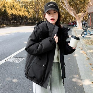 加厚保暖外套 連帽外套 防風中大尺碼外套M-3XL棉襖衝鋒衣羽絨棉服女冬季韓系寬鬆情侶加絨棉衣外套.8025