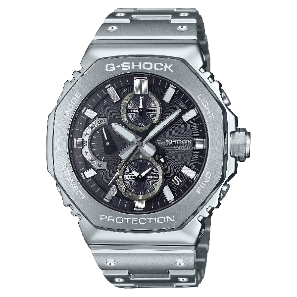 CASIO卡西歐 G-SHOCK B2100系列 GMC-B2100D-1A 八角形全金屬藍牙計時指針錶 黑面 46.3