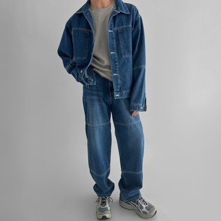 正韓車線設計寬版牛仔套裝 牛仔夾克 闊腿牛仔褲 2色 YUPPIE 現貨+預購出清