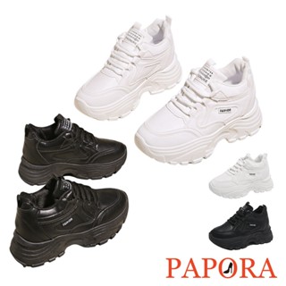PAPORA 小白鞋 鬆高鞋 學生鞋 厚底鞋 全白內增休閒鞋 ~ 正常