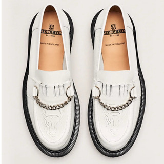 英國 George Cox - BUXTON IVC CHAIN CASUAL Loafer 公牛鞋 樂福鞋 - 白皮