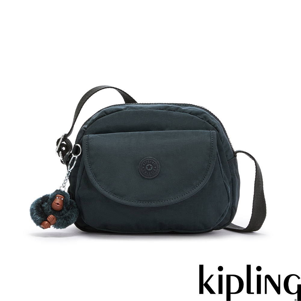 【▲限量】Kipling『貝殼包』沉穩素面藍翻蓋側背小包-STELMA