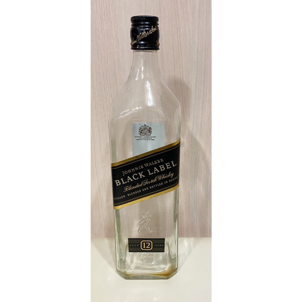 空瓶 收藏 Johnnie Walker Black Label 約翰走路黑牌12年 ( 1000 ml / 1公升 )