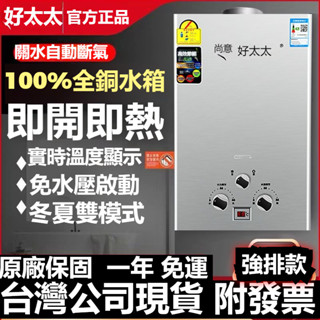 🔥桃園出貨🔥保固一年 附發票 220V插電強排式 燃氣熱水器 家用燃氣熱水器8升-16升煤氣罐液化氣強排式天然氣