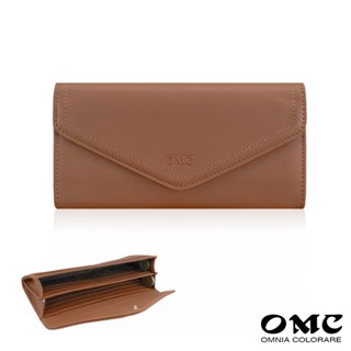 【OMC】設計師樣版-新品-原廠價2980-信封式兩折牛皮長夾(棕色)