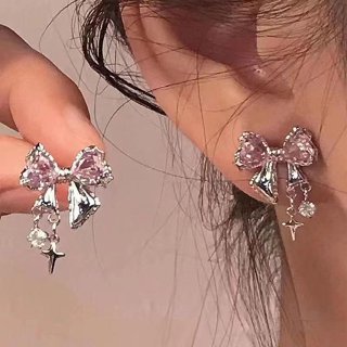 【愛麗絲飾品】《9048》星光璀璨蝴蝶結寶石鑲鑽耳釘 小巧精緻新潮流行小眾設計感耳環