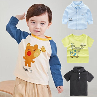 Baby童衣【零碼出清特賣區】 兒童圓領上衣 短袖T-Shirt 薄長袖上衣 男童素色襯衫 百搭POLO衫 AC4