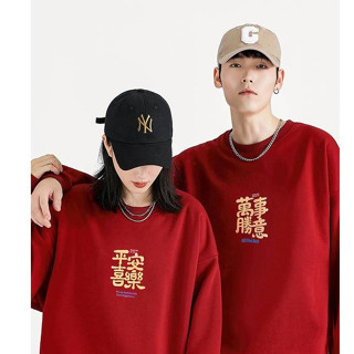 得償所願 大學t 蛇年本命年紅色女裝 衛衣 新年上衣 情侶裝冬天 秋冬情侶裝 冬天情侶裝 情侶裝 情侶裝長袖 情侶衣