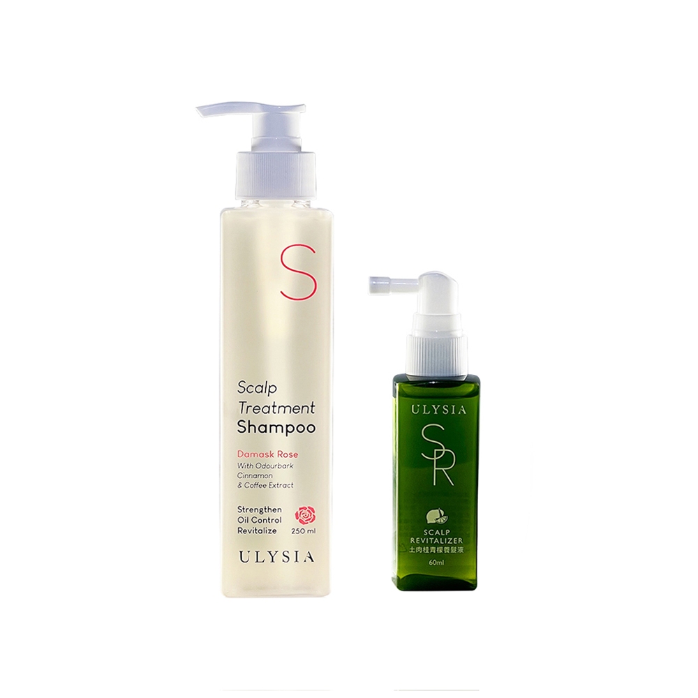 ULYSIA歐麗雅 頭皮淨化組2入(頭皮調理洗髮精X1－玫瑰精油/土肉桂青檬養髮液X1)