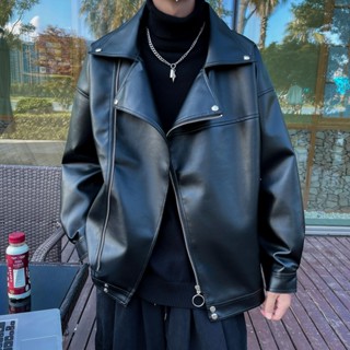 ❤免運❤ 皮衣外套男 夾克 皮衣 防風外套 PU皮衣 長版皮衣外套男秋季韓版潮流帥氣ins港風百搭寬鬆休閒機車夾克