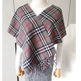 BURBERRY經典款深灰款正品精品英格蘭製LAMBS WOOL100%羊絨圍巾羊毛