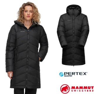【MAMMUT 長毛象】女 保暖防風防潑 連帽長版羽絨外套 700FP Fedoz 長風衣 大衣/黑 02091
