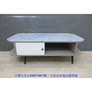 新竹二手傢俱◎百豐悅2手傢俱-庫存新品出清 淺灰橡色120公分巖板一門茶几 沙發邊桌 矮桌 臺中2手傢俱 三義二手傢俱