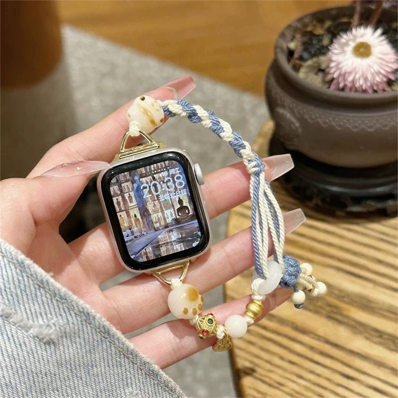 【吉祥如意貓爪錶帶】Apple watch s10錶帶 蘋果手繩錶帶 SE S9 iwatch錶帶 44mm錶帶編織錶鏈
