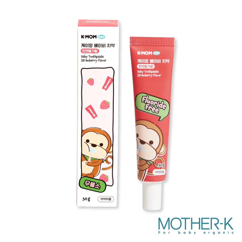 韓國MOTHER-K 植萃嬰幼兒無氟牙膏-鮮嫩草莓30g