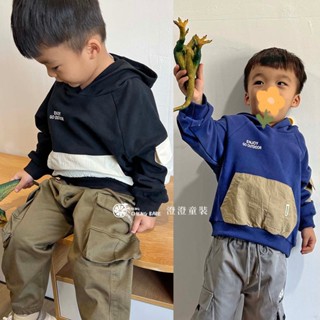 🍊現貨 超帥~全棉內磨毛工裝連帽寬鬆上衣(90-140)全棉內磨毛 男童上衣 工裝上衣 男童童裝XC241212
