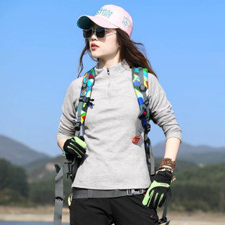 【裝備部落】AIBUZHE 登山休閒 秋冬女款 立領長袖抓絨保暖衣 刷毛保暖衣 保暖排汗衣 吸濕排汗衫 運動上衣