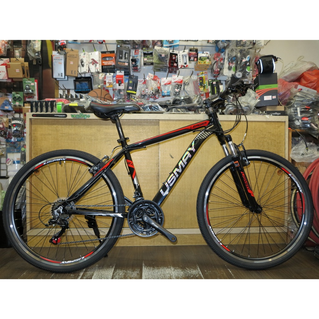 【冠鑫自行車】優世麥 USMAY LEADER 3.0 21速 SHIMANO 鋁合金 越野登山車 通勤/休閒 黑/紅