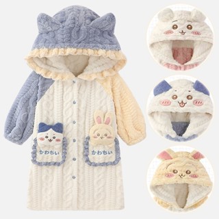 臺灣出貨【MIRU米露】 吉伊卡哇兔兔小八吉伊刺繡卡通口袋耳朵連帽珊瑚絨保暖睡衣睡褲套裝 【JN78665】