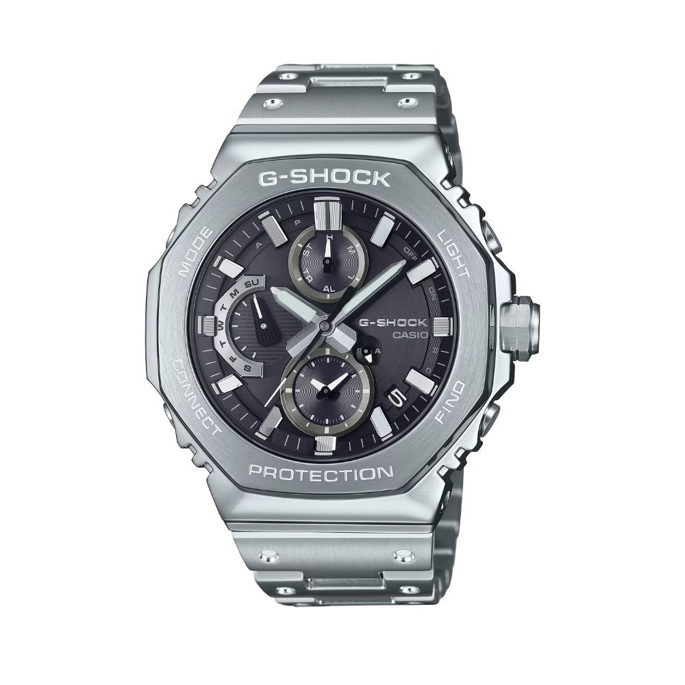 【CASIO 卡西歐】G-SHOCK 藍牙太陽能電力 酷黑 全金屬 八角形錶殼 GMC-B2100D-1A_46.3mm