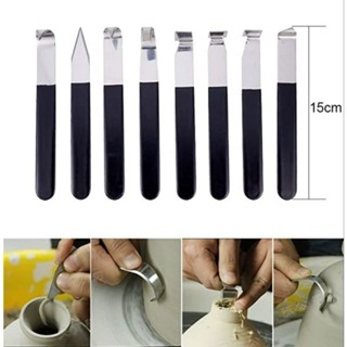 8件套不銹鋼修柸刀泥塑陶藝工具 泥塑8件修坯刀 修模刀 石膏刮刀🚀臺灣出貨【小陶器手作素材】