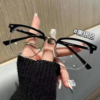 眼鏡框 半框眉毛款眼鏡 裝飾 框架 防藍光 平光 金屬近視眼鏡框女度數圓臉半框男眼睛架韓版潮眼鏡框