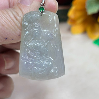 (附證書）觀世音菩薩 冰種飄花 天然翡翠A貨 寶瓶觀音 緬甸玉項鍊墜 觀音菩薩 觀音