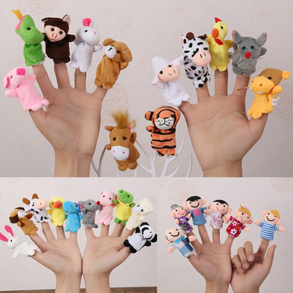 手指玩偶 6/10/12入裝 可愛小動物 絨毛手偶 扮家家酒 益智遊戲 布偶玩偶 兒童玩具 互動教學 寶寶安撫玩偶