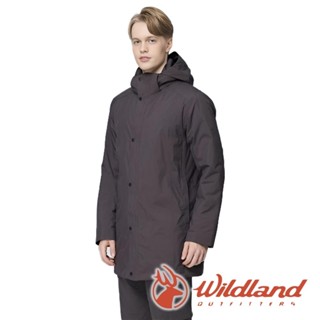【wildland 荒野】男PR棉輕量極暖防水長版外套『深霧灰』0B22902