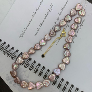 🎀小小飾品🎀訂製商品天然珍珠、11+mm～13+mm愛心巴洛克項鍊 炫彩珍珠、巴洛克珍珠 獨一無二！珠光極亮炫彩光