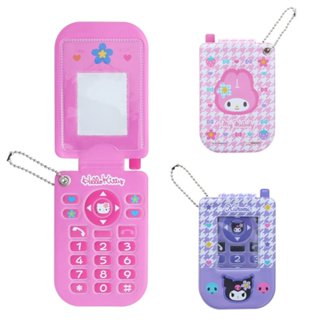 asdfkitty*KITTY 美樂蒂 庫洛米 千鳥紋復古翻蓋手機造型 票卡套 證件套 悠遊卡套-日本正版商品