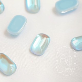 方形玻璃貼片 8*13mm 幻彩藍 1包10入 半丸貼片 臺灣現貨 DIY飾品材料 耳環材料 滴膠材料 手作材料