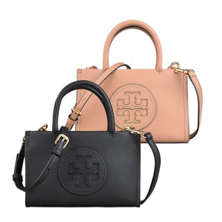 TORY BURCH ELLA BIO圓形皮標鏤空字母LOGO設計生物基皮革吸釦式手提斜揹包(迷你/兩色)