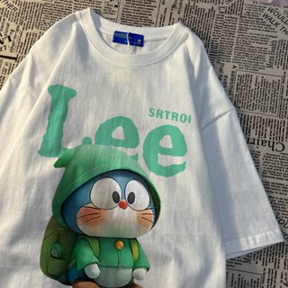 可愛哆啦A夢印花短袖 t恤女 短袖上衣 日系上衣 t恤 oversize t恤 少女衣服 顯瘦上衣 重磅短袖 韓系