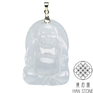 【漢石齋】天然翡翠A貨 彌勒佛K金墜頭玉佩吊墜 冰種(27*38*7mm)