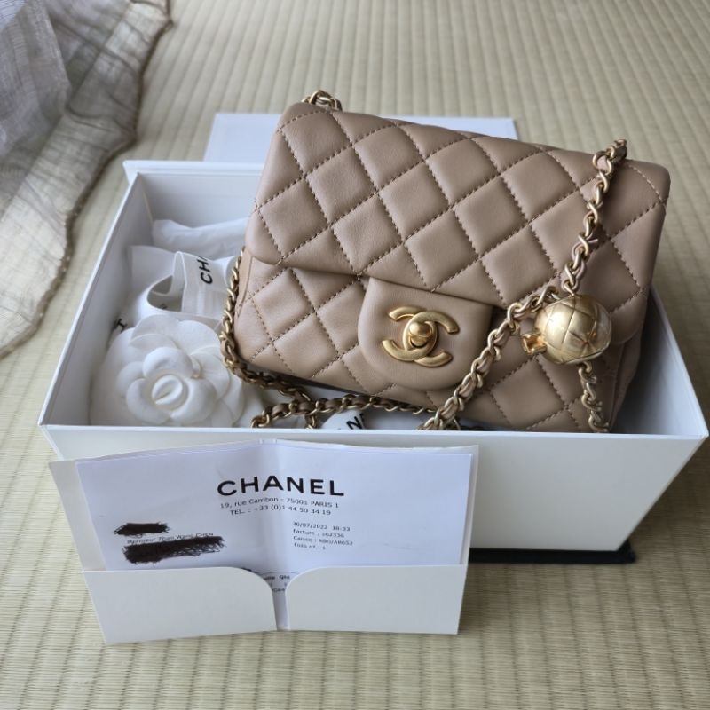 香奈兒Chanel奶茶金球方胖子康朋總店白盒（二手全配歡迎私訊）